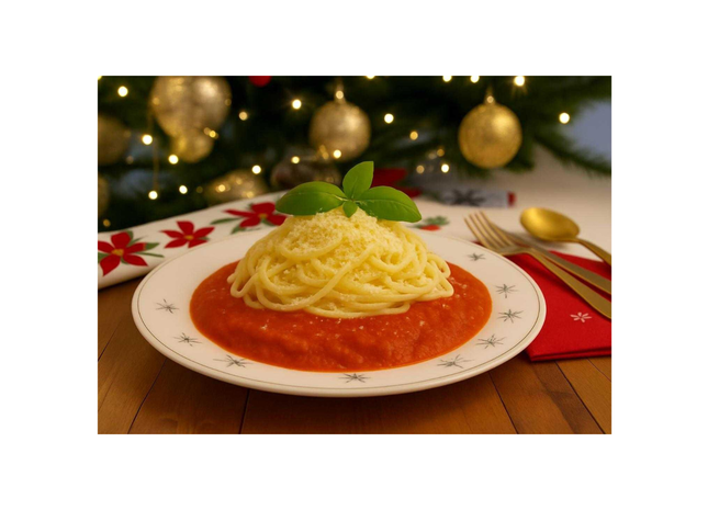 Espagueti a la bolognesa Navideña