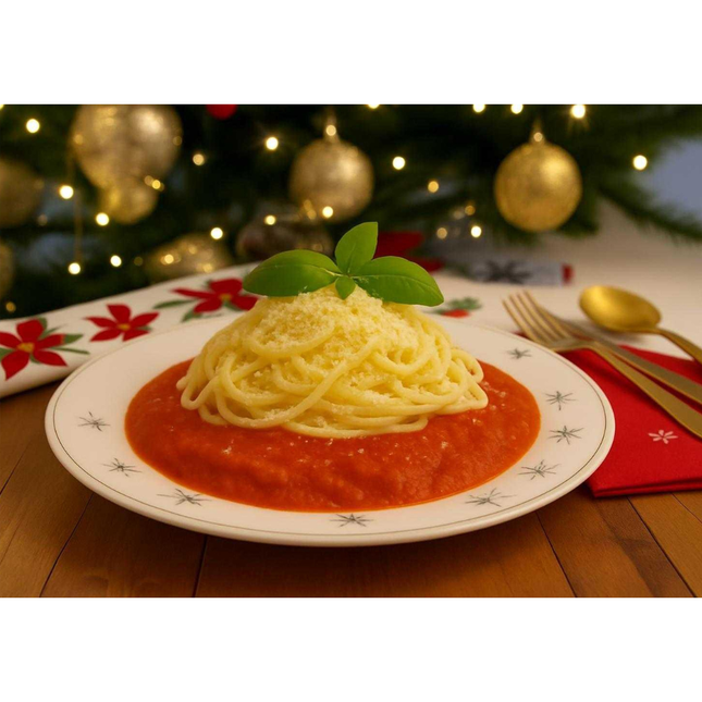 Espagueti a la bolognesa Navideña