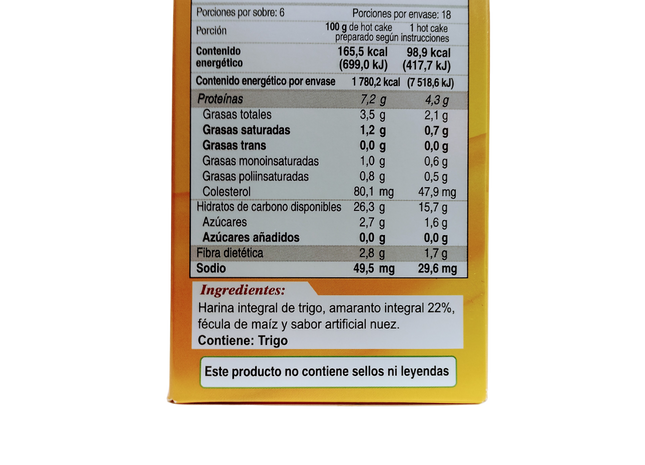 Harina integral de amaranto para hot cakes 390g - Quali