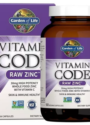 Raw Zinc con vitamina C 60 cápsulas - Garden of Life