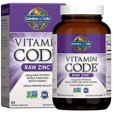 Raw Zinc con vitamina C 60 cápsulas - Garden of Life