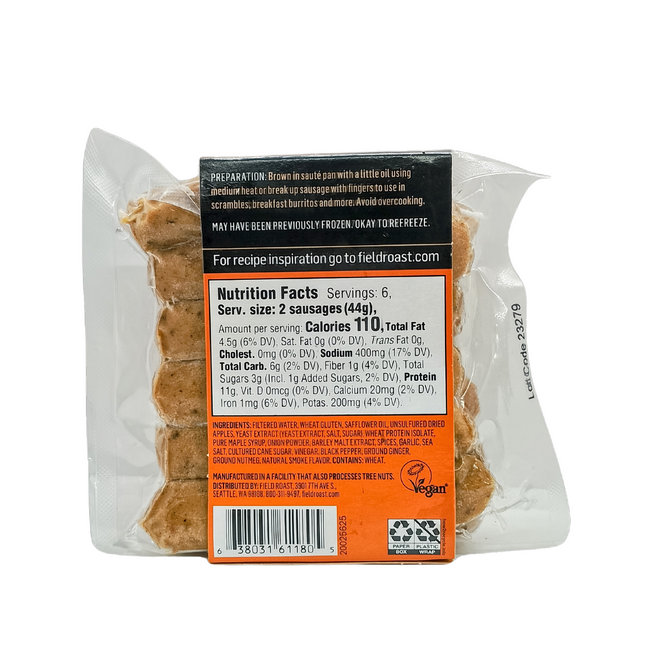 Mini Salchicha Sabor Maple Y Manzana 264g - Field Roast